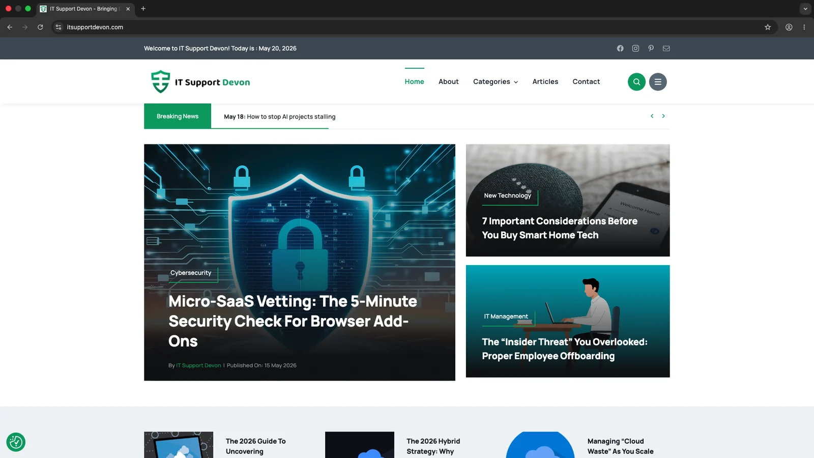 IT Support Devon brand and website project screenshot