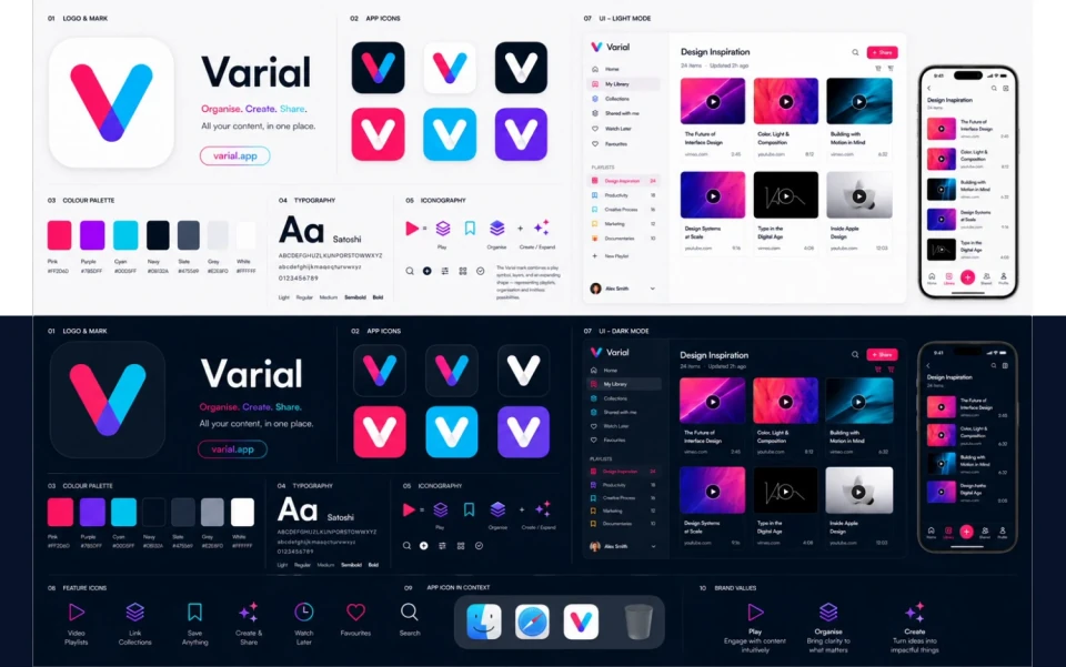 Varial brand, product design and app development work created in Cornwall, UK