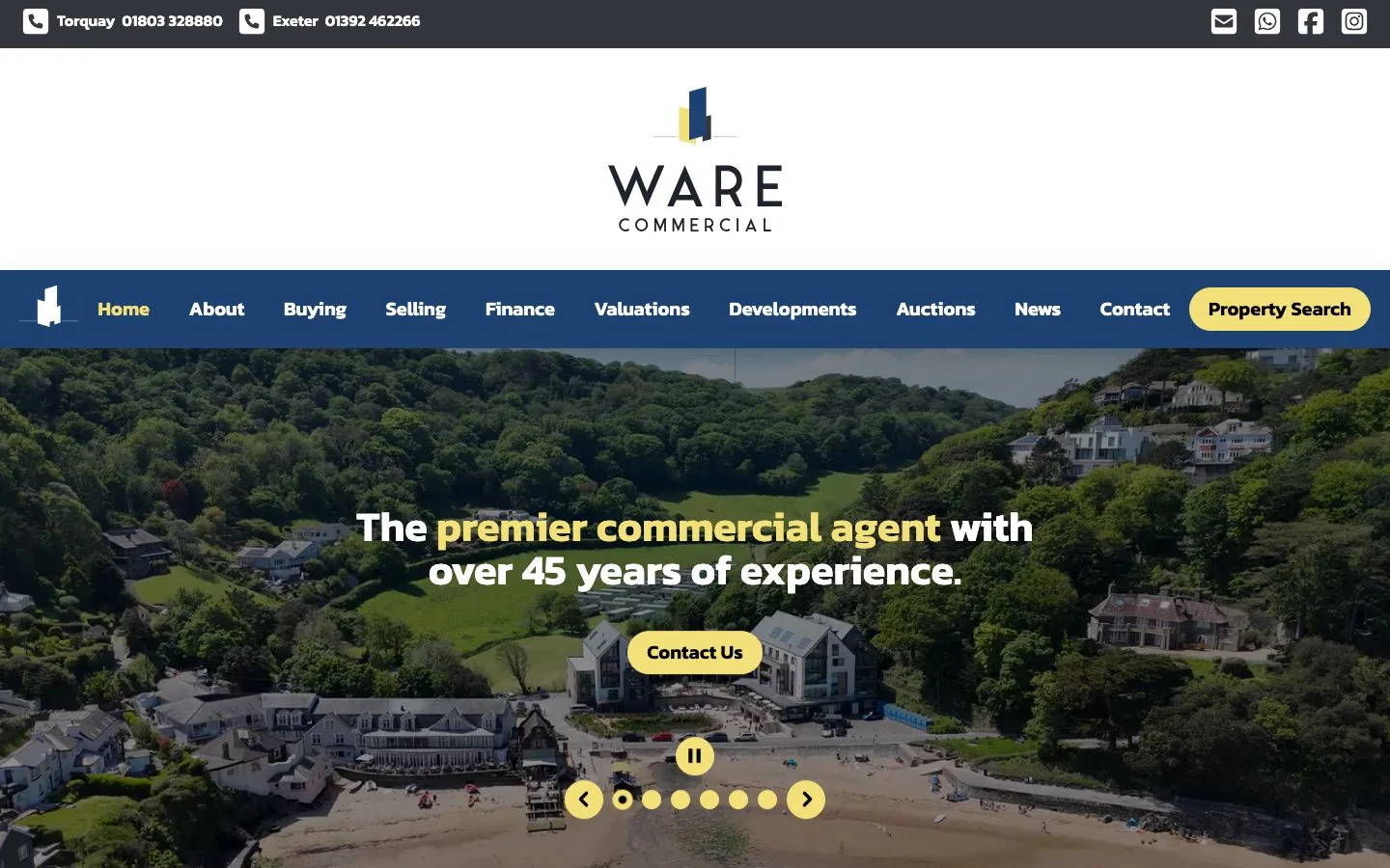 Ware Commercial bespoke content-managed website for commercial property in Exeter, Devon